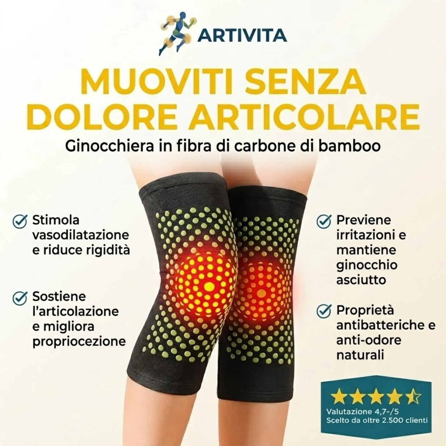 Ginocchiera in fibra di carbone di bamboo ARTIVITA
